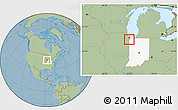 Savanna Style Location Map of ZIP code 46324, highlighted state, hill shading