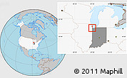 Gray Location Map of ZIP code 46327, highlighted country, highlighted state