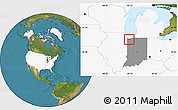Satellite Location Map of ZIP code 46342, highlighted country, highlighted state