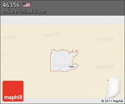 Classic Style 3D Map of ZIP Code 46356, single color outside