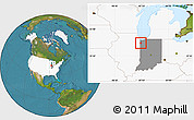 Satellite Location Map of ZIP code 46356, highlighted country, highlighted state