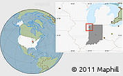 Savanna Style Location Map of ZIP code 46356, highlighted country, highlighted state, hill shading