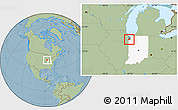 Savanna Style Location Map of ZIP code 46356, highlighted county, highlighted state, hill shading