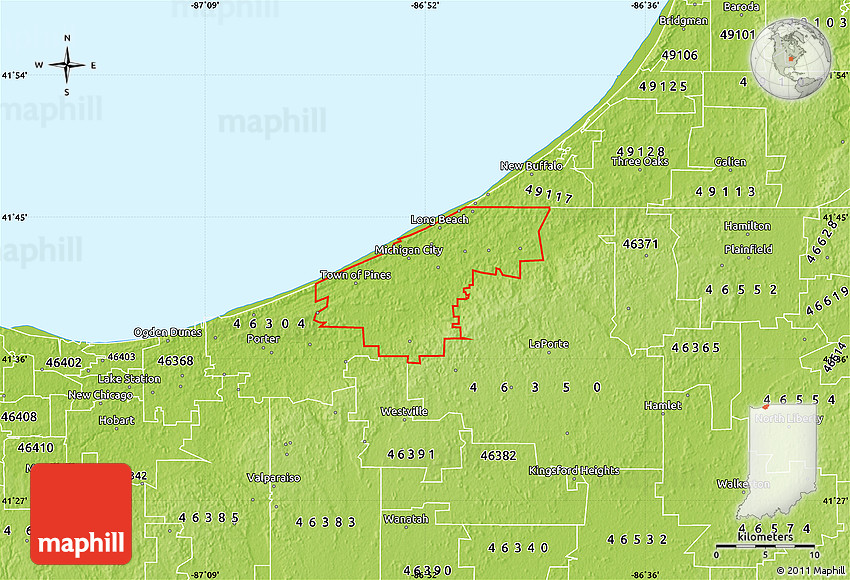 Physical Map Of ZIP Code 46360 physical-map-of-zip-code-46360