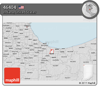 Silver Style 3D Map of ZIP Code 46404