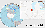 Gray Location Map of ZIP code 46404, highlighted country, highlighted county