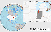 Gray Location Map of ZIP code 46404, highlighted country, highlighted state