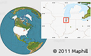 Satellite Location Map of ZIP code 46404, highlighted country, highlighted county