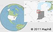 Savanna Style Location Map of ZIP code 46404, highlighted country, highlighted state