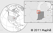 Blank Location Map of ZIP code 46405, highlighted country, highlighted state