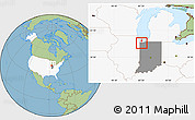 Savanna Style Location Map of ZIP code 46405, highlighted country, highlighted state