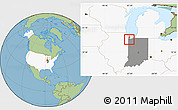 Savanna Style Location Map of ZIP code 46408, highlighted country, highlighted state