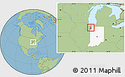 Savanna Style Location Map of ZIP code 46408, highlighted county, highlighted state