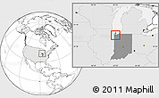 Blank Location Map of ZIP code 46409, highlighted country, highlighted state