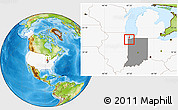 Physical Location Map of ZIP code 46409, highlighted country, highlighted state