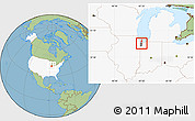 Savanna Style Location Map of ZIP code 46409, highlighted country, highlighted county