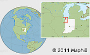 Savanna Style Location Map of ZIP code 46409, highlighted state