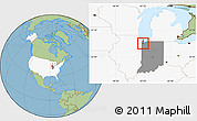 Savanna Style Location Map of ZIP code 46410, highlighted country, highlighted state