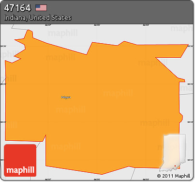 Political Simple Map of ZIP Code 47164, single color outside, borders and labels