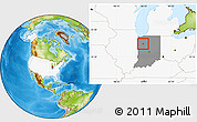 Physical Location Map of ZIP code 47980, highlighted country, highlighted state