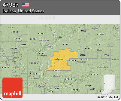 Savanna Style 3D Map of ZIP Code 47987