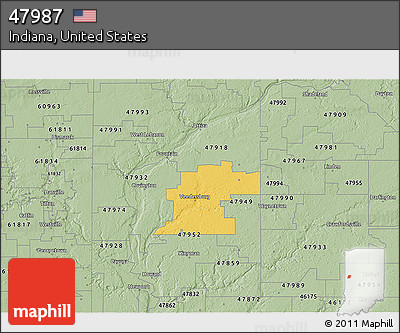 Savanna Style 3D Map of ZIP Code 47987