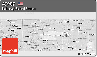 Silver Style Panoramic Map of ZIP Code 47987
