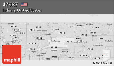 Silver Style Panoramic Map of ZIP Code 47987