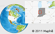 Physical Location Map of ZIP code 47989, highlighted country, highlighted state