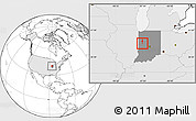 Blank Location Map of ZIP code 47994, highlighted country, highlighted state