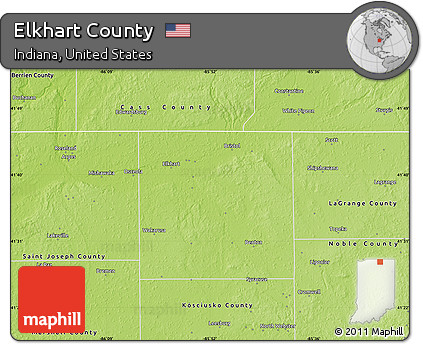 Physical Map of Elkhart County