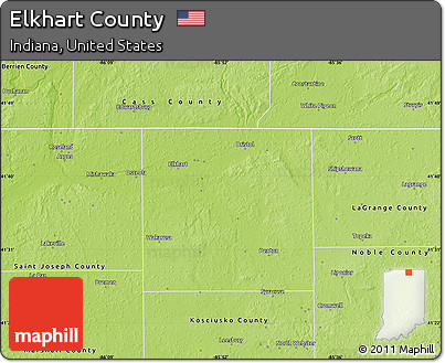Physical Map of Elkhart County