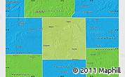 Physical Map of Elkhart County, political outside