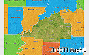 Satellite Map of Gibson County, political outside