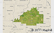 Satellite Map of Gibson County, shaded relief outside