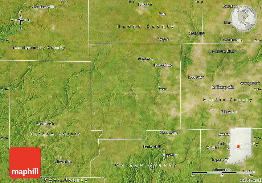 Satellite Map of Hendricks County