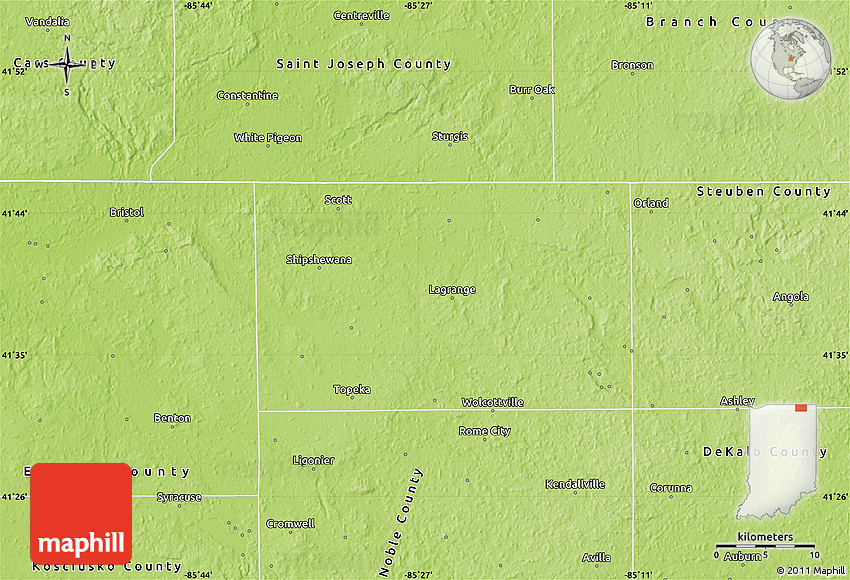 Physical Map of LaGrange County