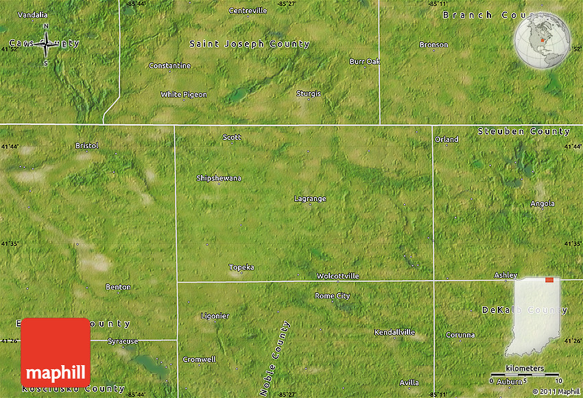 Satellite Map of LaGrange County