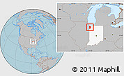 Gray Location Map of Lake County, highlighted parent region, hill shading