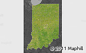 Satellite Map of Indiana, darken, desaturated