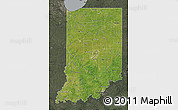 Satellite Map of Indiana, darken, semi-desaturated
