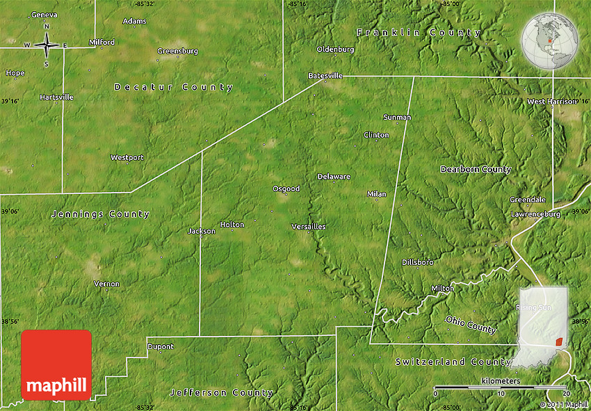 Satellite Map of Ripley County