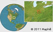 Satellite Location Map of Rush County