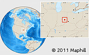 Shaded Relief Location Map of Rush County