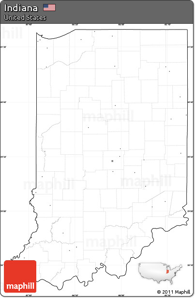 Blank Simple Map of Indiana, cropped outside, no labels