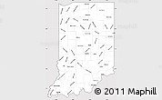 Silver Style Simple Map of Indiana, cropped outside