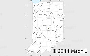 Silver Style Simple Map of Indiana, single color outside