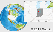 Physical Location Map of Tippecanoe County, highlighted country, highlighted parent region