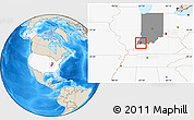Shaded Relief Location Map of Vanderburgh County, highlighted country, highlighted parent region