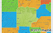 Physical Map of Washington County, political outside